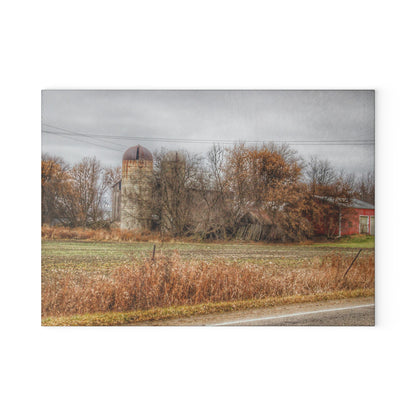 U R There Photography Burnside Road Grey II Rustic Farmhouse Tempered-Glass Cutting Board