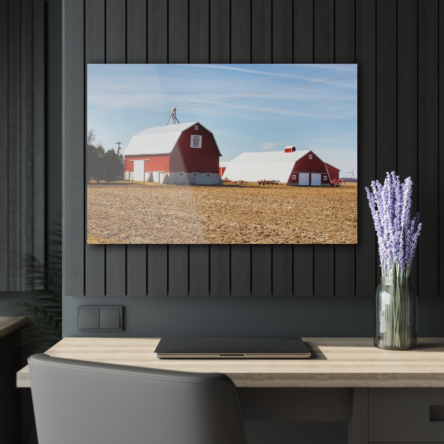 U R There Photography French Road Quilted Red Rustic Farmhouse Acrylic Wall Print