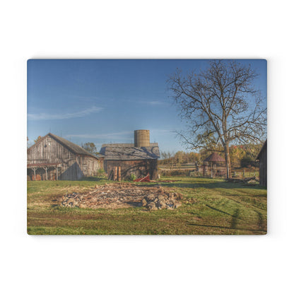 U R There Photography Bowers Road Greys I Rustic Farmhouse Tempered-Glass Cutting Board
