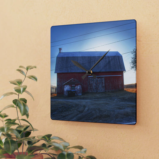 U R There Photography Rochester Red on a Spring Morning Rustic Farmhouse Acrylic Analog Wall Clock