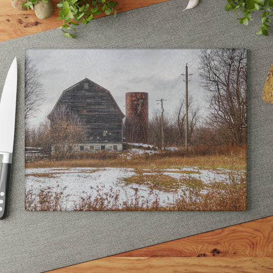 U R There Photography Secord Lake Road Grey Rustic Farmhouse Tempered-Glass Cutting Board