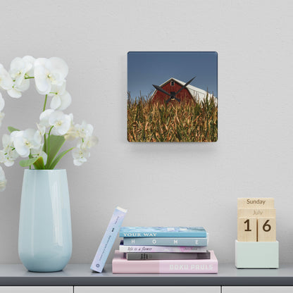 U R There Photography Beyond the Corn Rustic Farmhouse Acrylic Analog Wall Clock