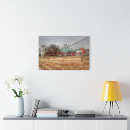 U R There Photography Mound Road Reds and Silo Rustic Farmhouse Acrylic Wall Print