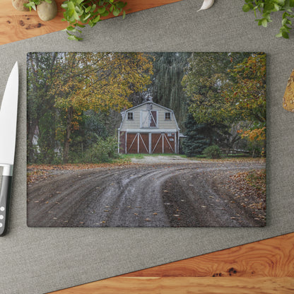 U R There Photography Barn at the Bend Rustic Farmhouse Tempered-Glass Cutting Board