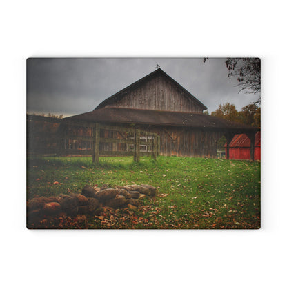 U R There Photography Chalet Grey II Rustic Farmhouse Tempered-Glass Cutting Board