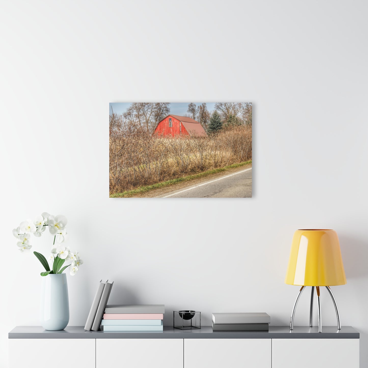 U R There Photography South Lake Pleasant Road Red Rustic Farmhouse Acrylic Wall Print