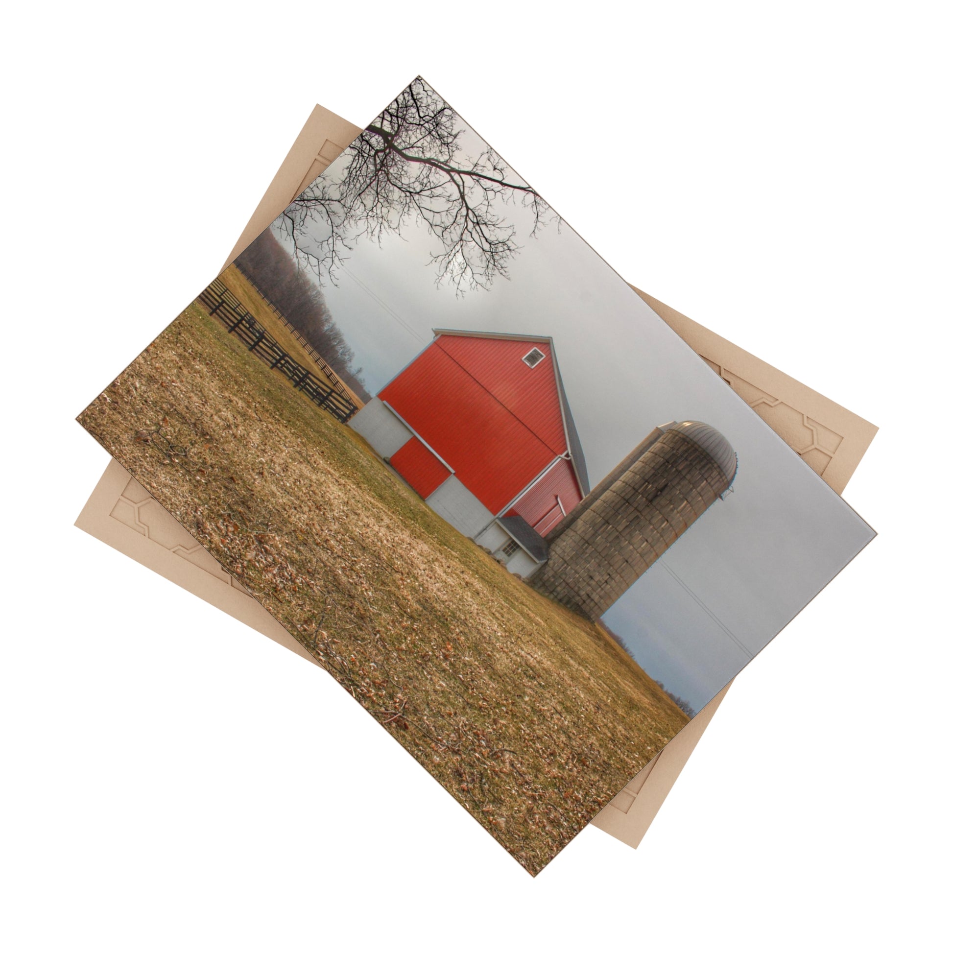 U R There Photography Brocker Road Red II Rustic Farmhouse Decorative Ceramic Tile 6" × 8" Glossy