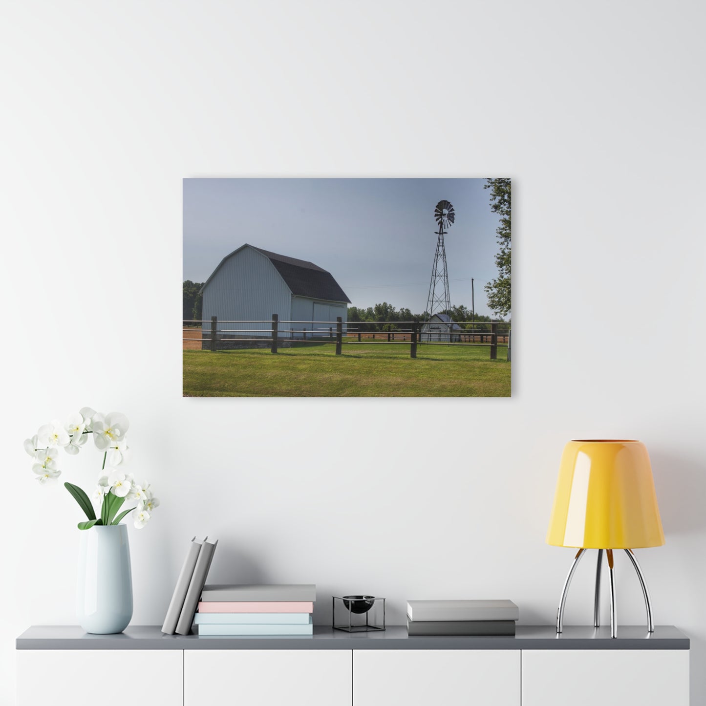 U R There Photography M-90 White and Windmill II Rustic Farmhouse Acrylic Wall Print