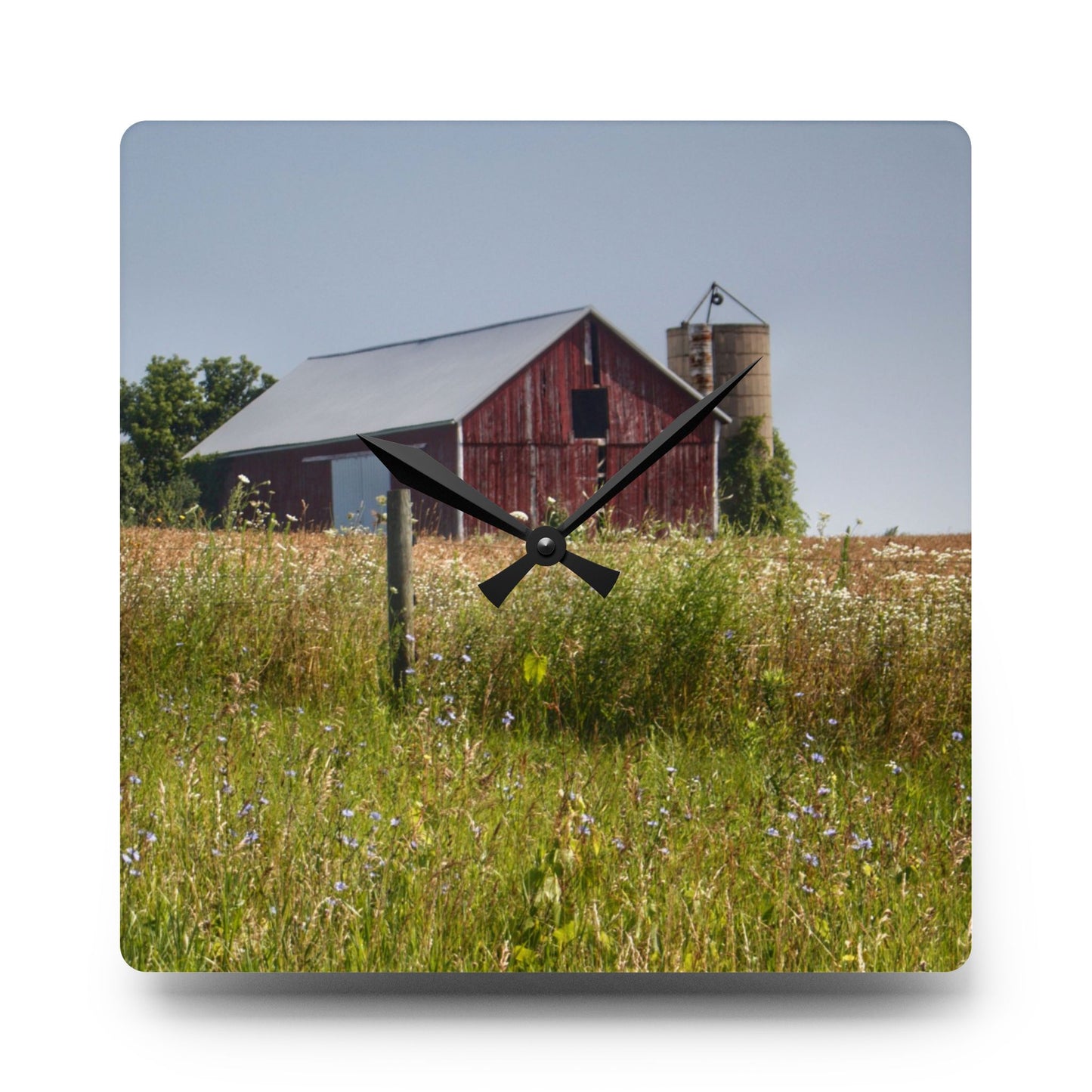 U R There Photography North Lake Pleasant Little Red I Rustic Farmhouse Acrylic Analog Wall Clock