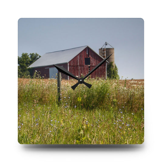 North Lake Pleasant Little Red I Rustic Farmhouse Acrylic Analog Wall Clock 10.75'' × 10.75'' (Square)