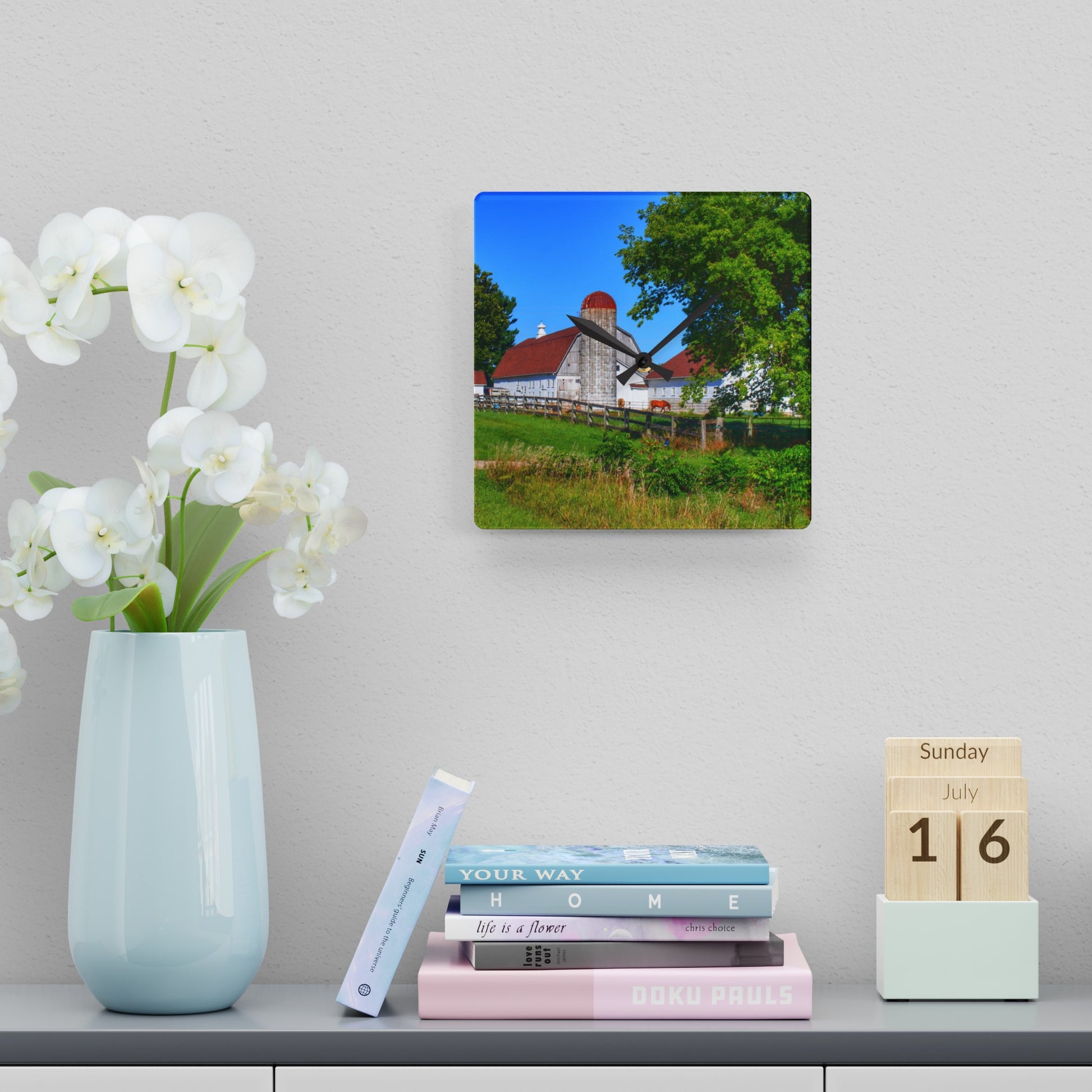 Rustic Farmhouse Wall Clock featuring Vienna Roadside White