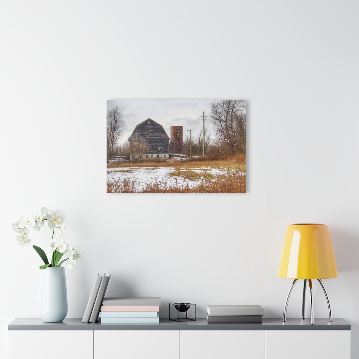 U R There Photography Secord Lake Road Grey Rustic Farmhouse Acrylic Wall Print