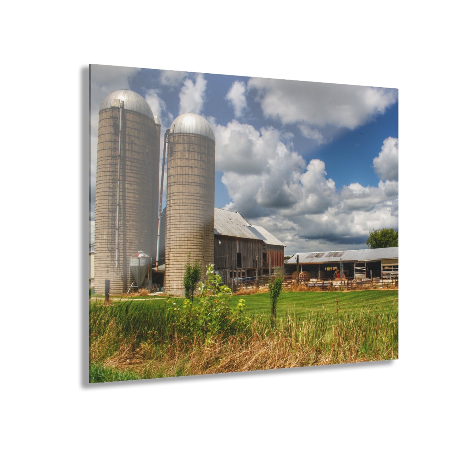 U R There Photography Millington Grey and Silos Rustic Farmhouse Acrylic Wall Print