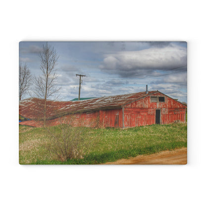 U R There Photography Centerline Sinking Shack Rustic Farmhouse Tempered-Glass Cutting Board
