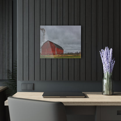 U R There Photography West Lake Road Red Barn and Windmill Rustic Farmhouse Acrylic Wall Print