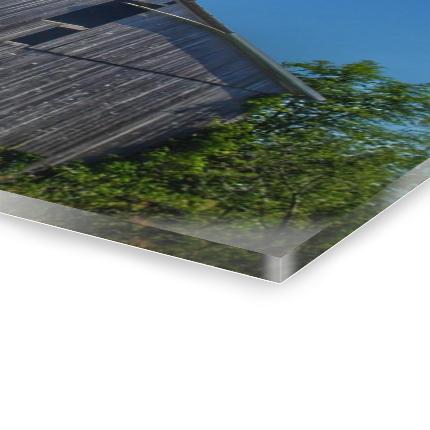 U R There Photography East Swaffer Grey and Little Red Rustic Farmhouse Acrylic Wall Print 14 "x 11"