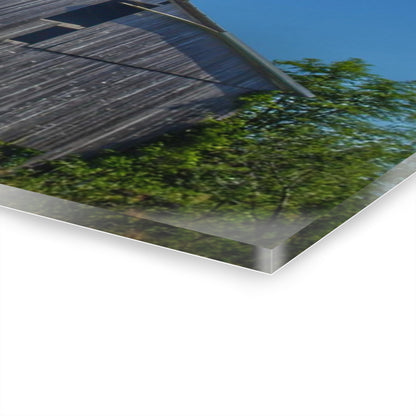 U R There Photography East Swaffer Grey and Little Red Rustic Farmhouse Acrylic Wall Print 14 "x 11"