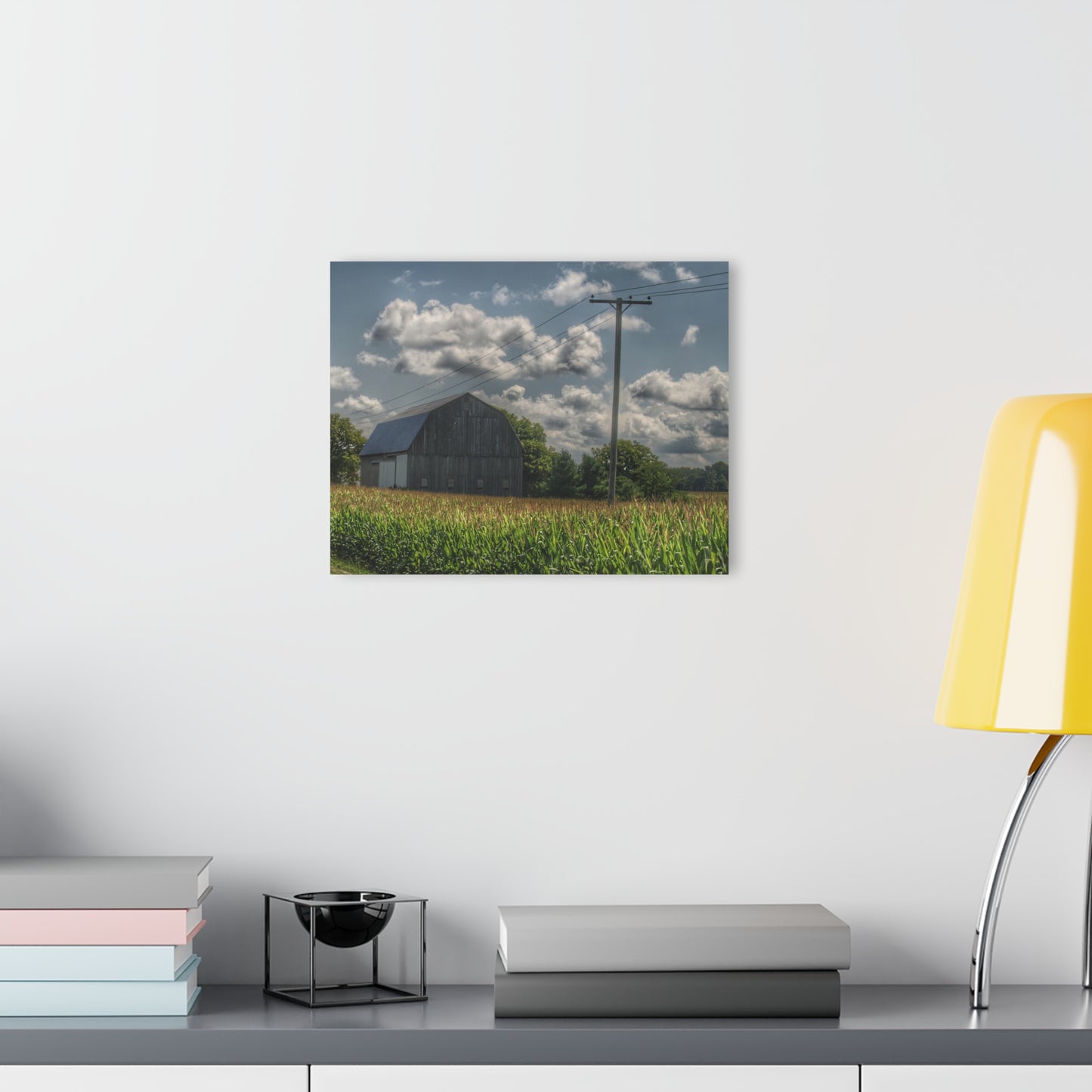 U R There Photography Grey Barn in a Cornfield Rustic Farmhouse Acrylic Wall Print