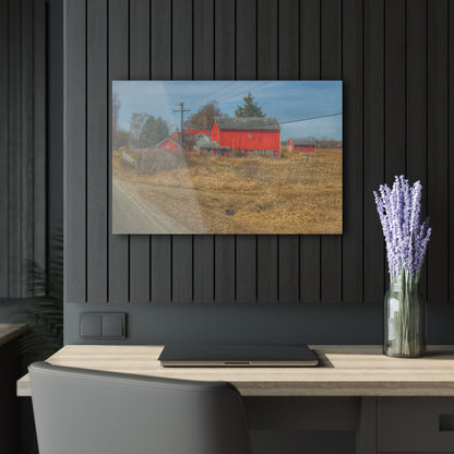 U R There Photography West Brown Road Red Rustic Farmhouse Acrylic Wall Print