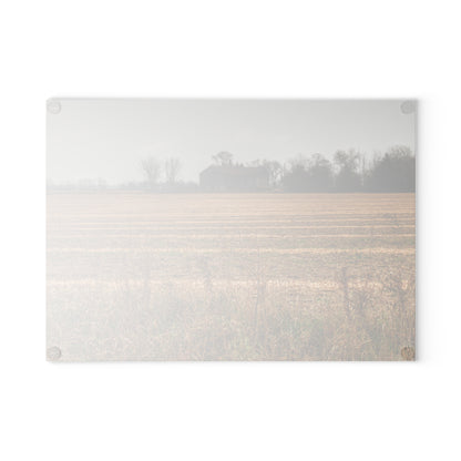 U R There Photography Freiberger Road Grey Across the Field Rustic Farmhouse Tempered-Glass Cutting Board