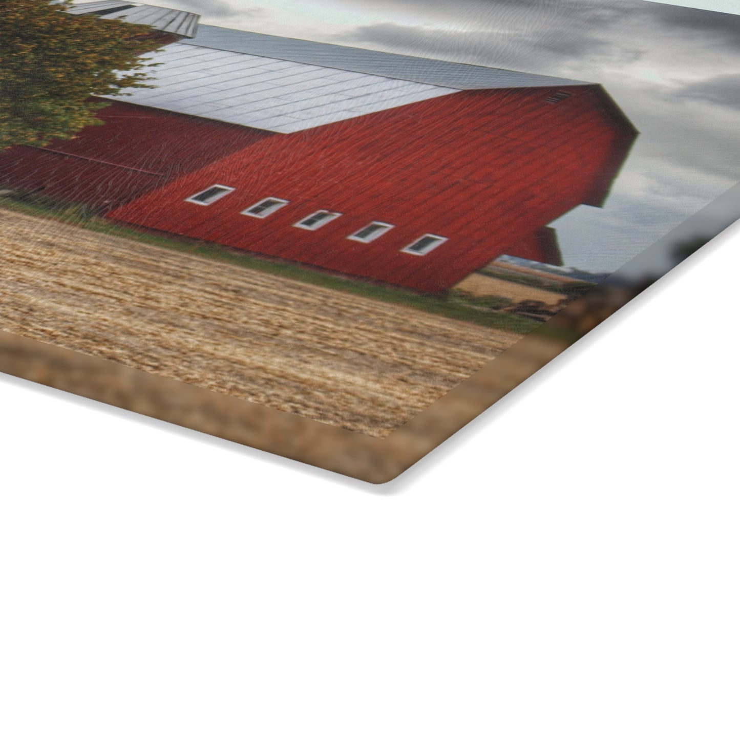 U R There Photography Wadsworth Road Red Rustic Farmhouse Tempered-Glass Cutting Board