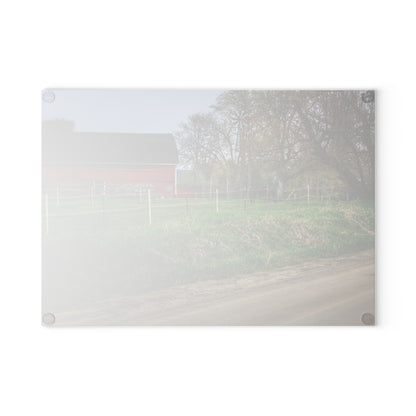 U R There Photography West Lake Road Farm and Filly I Rustic Farmhouse Tempered-Glass Cutting Board