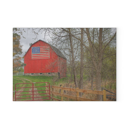 U R There Photography Patriot Red Rustic Farmhouse Tempered-Glass Cutting Board