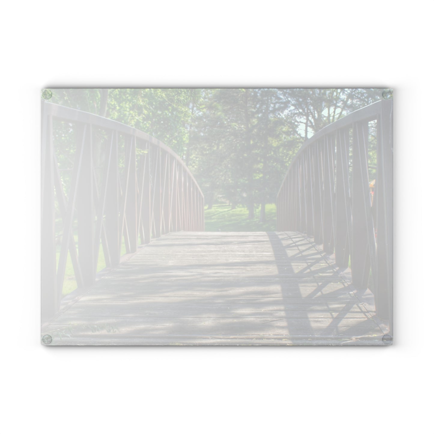 U R There Photography Cramton Park Kiwanis Bridge Rustic Farmhouse Tempered-Glass Cutting Board