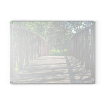 U R There Photography Cramton Park Kiwanis Bridge Rustic Farmhouse Tempered-Glass Cutting Board