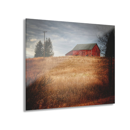 U R There Photography Grey Road Hillside Red II Rustic Farmhouse Acrylic Wall Print
