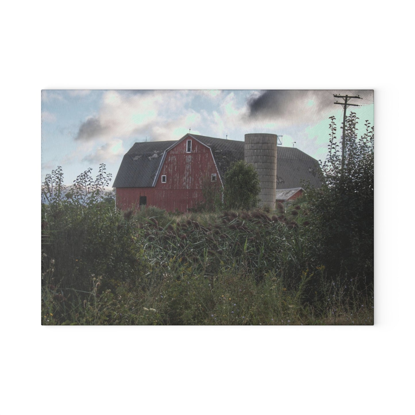 U R There Photography Greenwood Road Red II Rustic Farmhouse Acrylic Analog Wall Clock