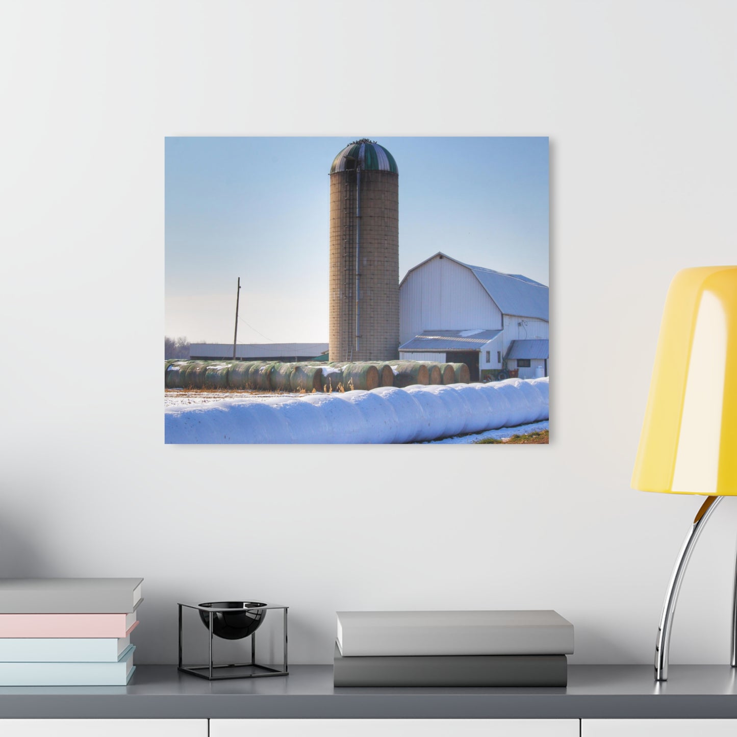 U R There Photography Bowers Road White in Winter Rustic Farmhouse Acrylic Wall Print