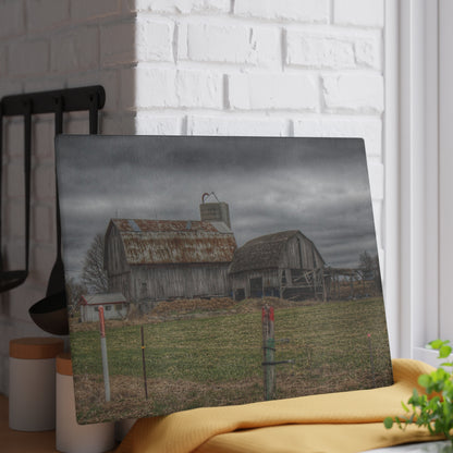 U R There Photography Dodge Road Grey II Rustic Farmhouse Tempered-Glass Cutting Board