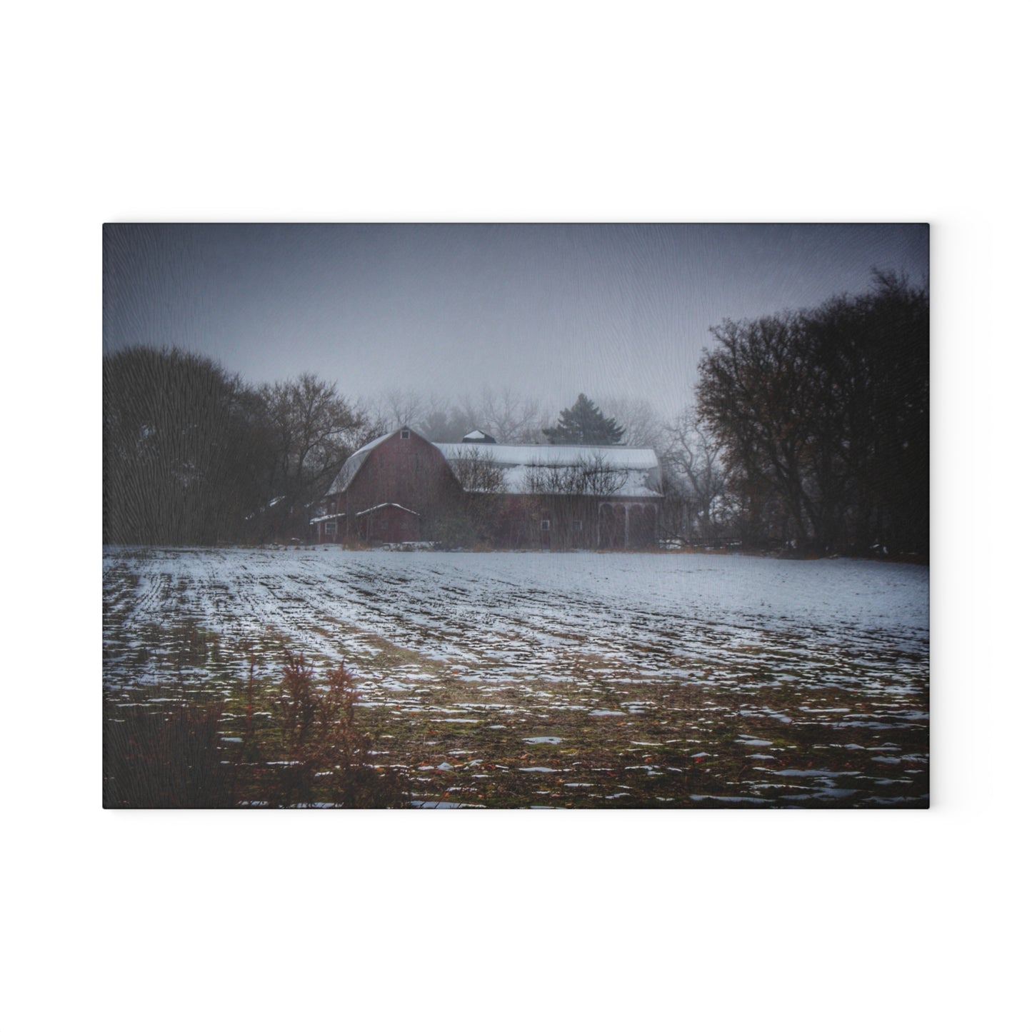 U R There Photography Holmes Road Red III Rustic Farmhouse Tempered-Glass Cutting Board