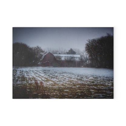 U R There Photography Holmes Road Red III Rustic Farmhouse Tempered-Glass Cutting Board