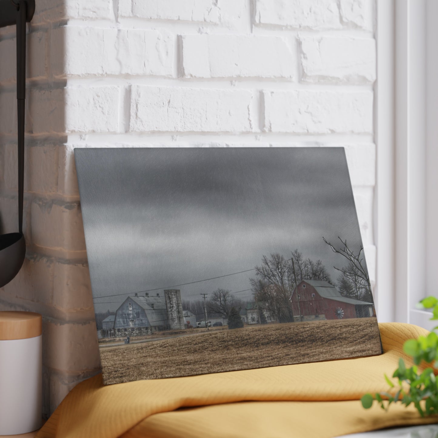 U R There Photography Daley Road Duo Rustic Farmhouse Tempered-Glass Cutting Board
