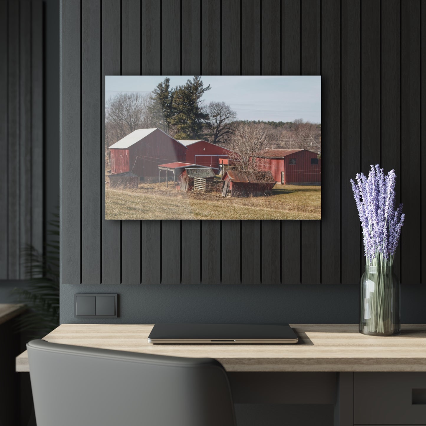 U R There Photography Bronson Lake Reds Rustic Farmhouse Acrylic Wall Print
