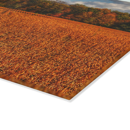 U R There Photography Fall on Murphy Lake I Rustic Farmhouse Tempered-Glass Cutting Board