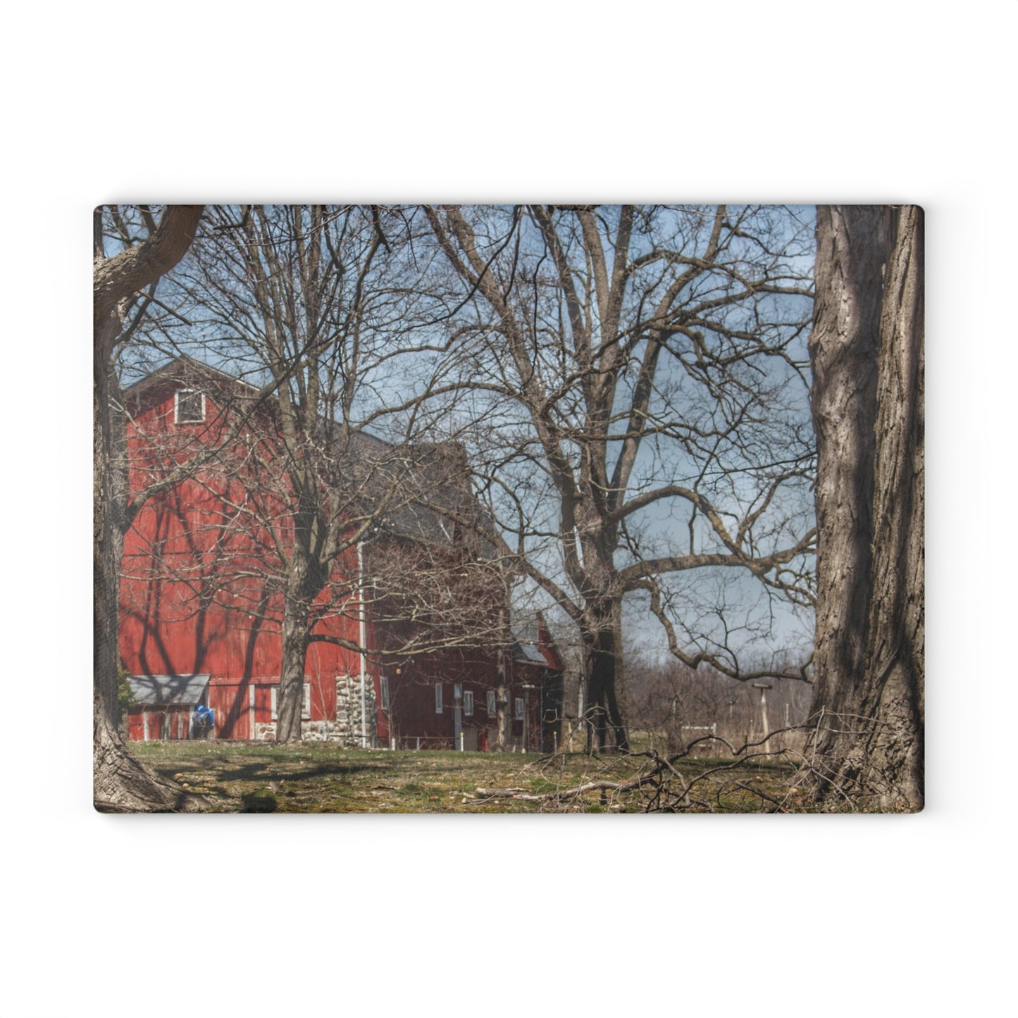 U R There Photography Hill Road Red Rustic Farmhouse Tempered-Glass Cutting Board