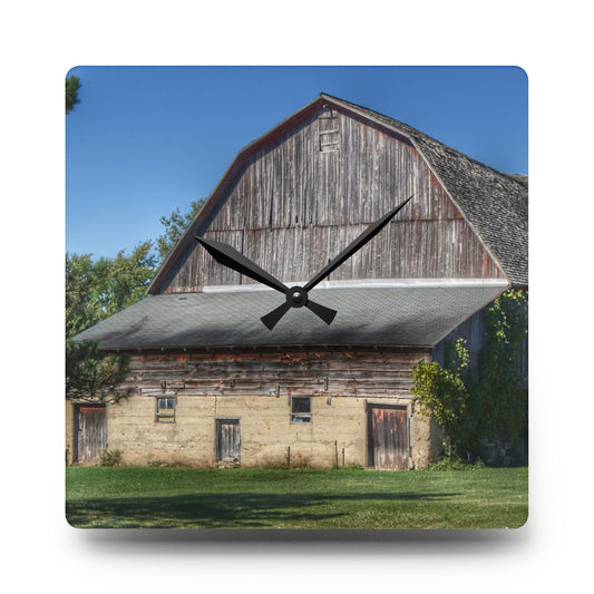 Snover Old Grey Rustic Farmhouse Acrylic Analog Wall Clock 10.75'' × 10.75'' (Square)