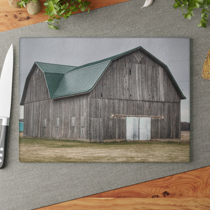U R There Photography Loomis Road Grey Rustic Farmhouse Tempered-Glass Cutting Board