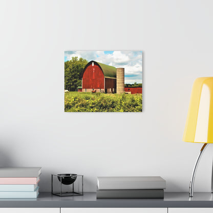 U R There Photography Elmwood Road Red and Horses Rustic Farmhouse Acrylic Wall Print