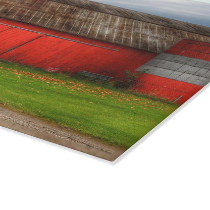 U R There Photography Oak Road Barber Barn I Rustic Farmhouse Tempered-Glass Cutting Board