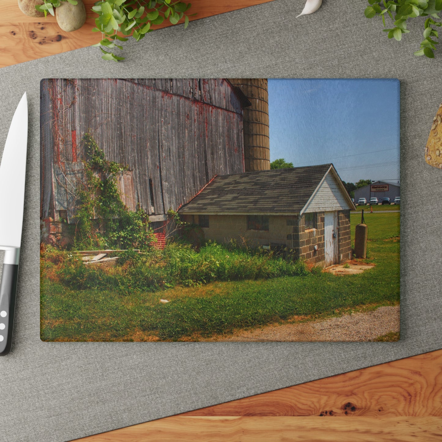 U R There Photography Marlette Red V Rustic Farmhouse Tempered-Glass Cutting Board
