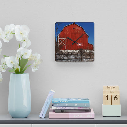 U R There Photography Vassar Red Wild Rustic Farmhouse Acrylic Analog Wall Clock