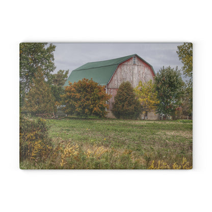 U R There Photography Elmwood Road Red II Rustic Farmhouse Tempered-Glass Cutting Board