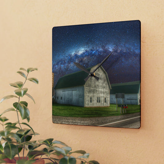 U R There Photography Under the Milky Way Rustic Farmhouse Acrylic Analog Wall Clock