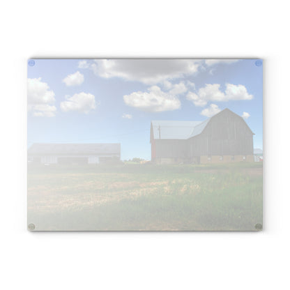 U R There Photography Cass City Elmwood Grey Rustic Farmhouse Tempered-Glass Cutting Board