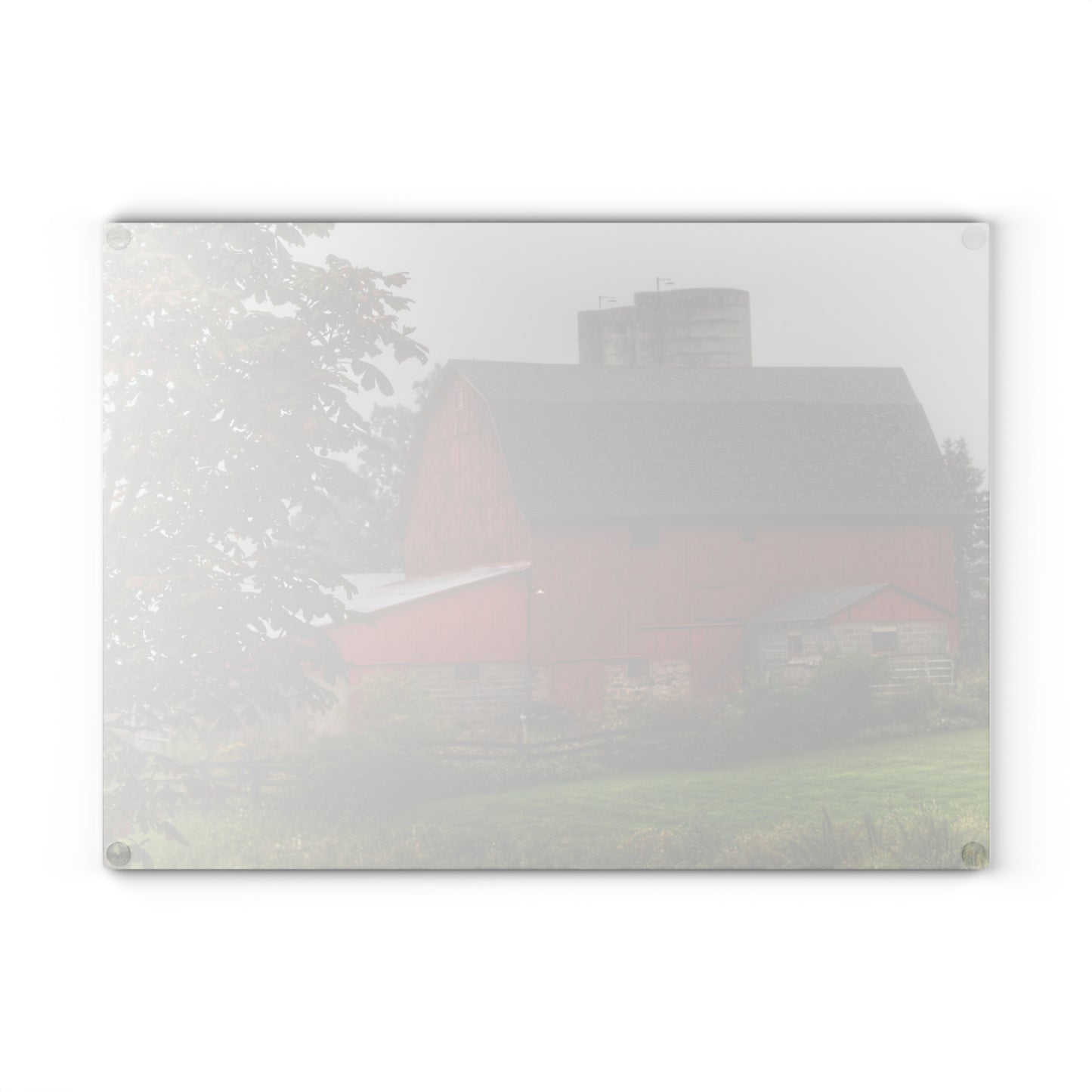 U R There Photography Five Lakes Road Red I Rustic Farmhouse Tempered-Glass Cutting Board