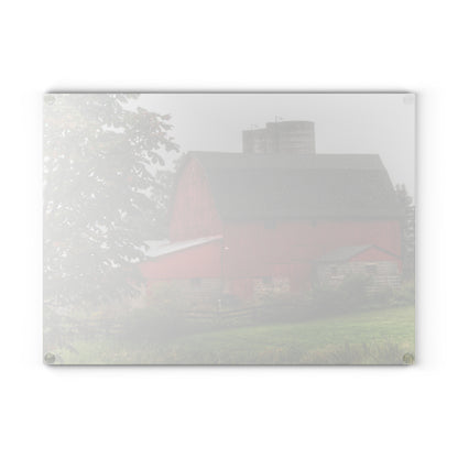U R There Photography Five Lakes Road Red I Rustic Farmhouse Tempered-Glass Cutting Board